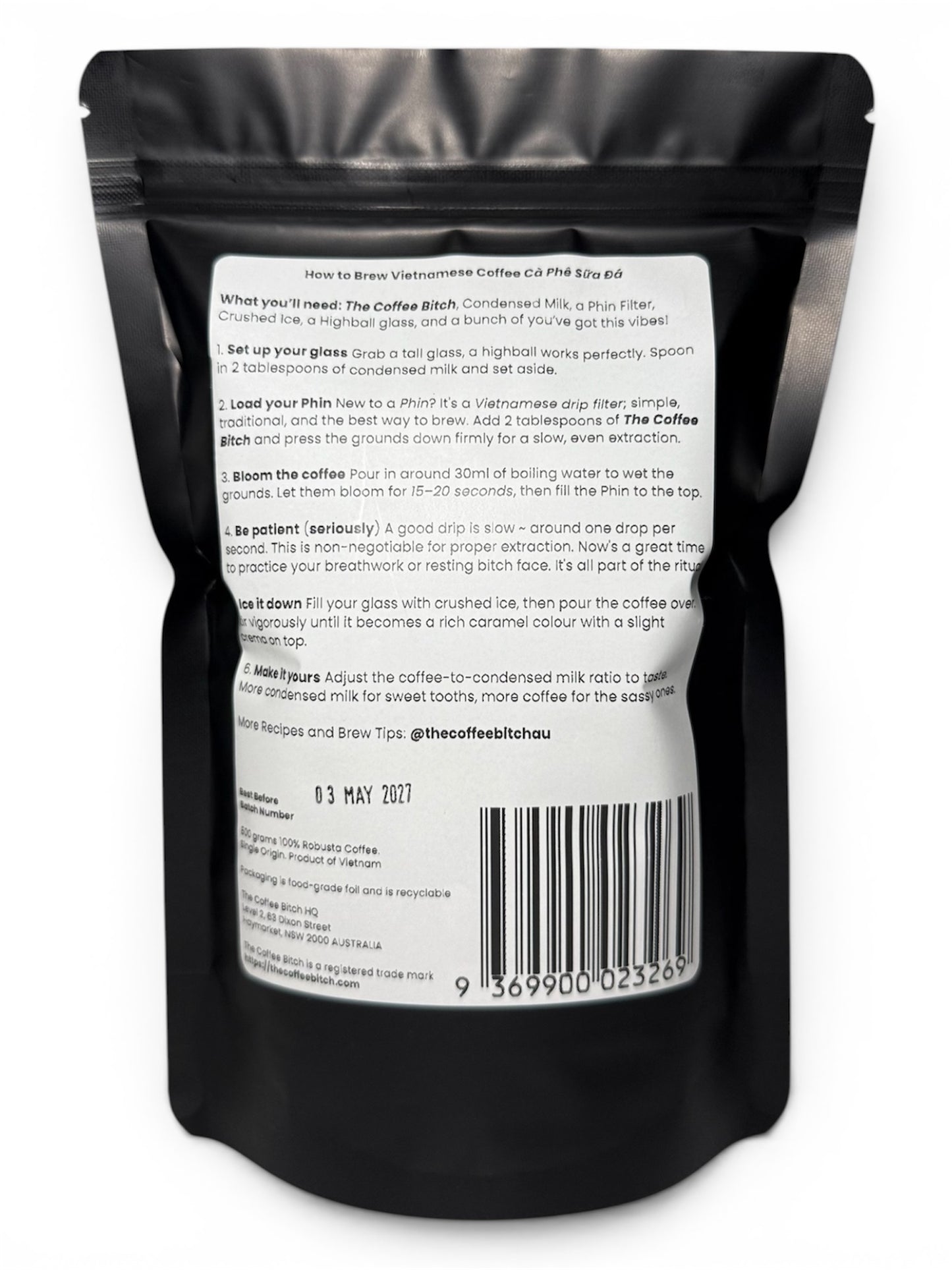 Vietnamese Coffee 500g 100% Robusta Ground Coffee, Medium Roast + Free Filter